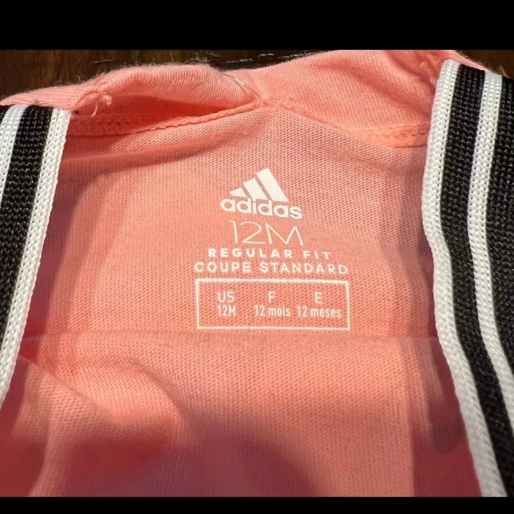 Adidas Baby Girl Cotton Sleeveless Pink Bubble Sunsuit Bodysuit Size 12 months